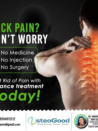 For neck pain, my philosophy is clear: no medicine, no injections, no surgery unless absolutely necessary. Advanced physiotherapy techniques can often provide complete relief by addressing the source of the problem.