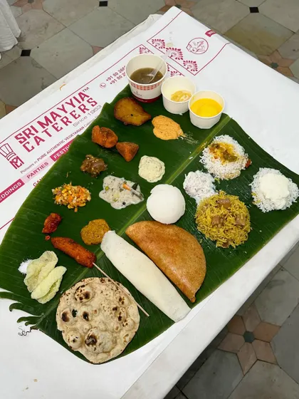 Another look at our elaborate banana leaf thali, showcasing the sheer variety we offer. We believe vegetarian food should never be boring.