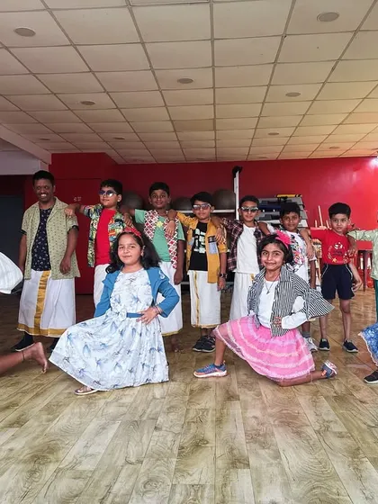 A group of my students in costume, ready for their performance. We work on creating a complete stage presentation.