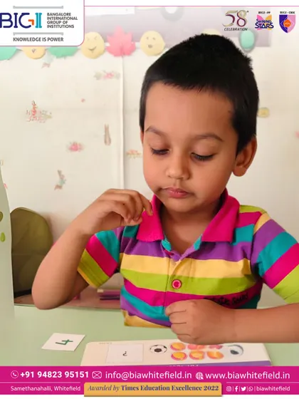 A young student concentrates on a number and counting activity. These exercises are designed to improve focus and reinforce numerical understanding.