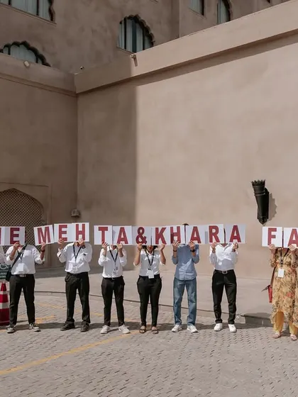 A personalized welcome for the Mehta and Khara families. Our team ensures that from the moment your guests arrive, they feel special and part of the celebration.