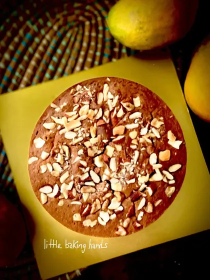 When a mommy-to-be has a craving, she gets a healthy cake. This is a vegan mango nuts cake made with whole wheat and sorghum flours. I heard she loved it.