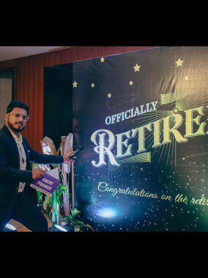 Another shot from the retirement party, showcasing the celebratory theme.
