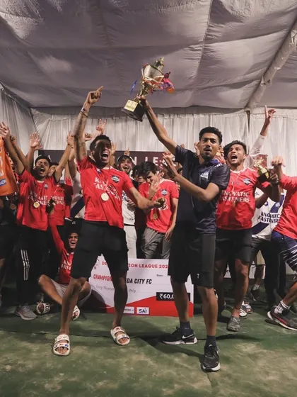 The moment of victory. Our players celebrating with the trophy after winning the league. This is what we play for.