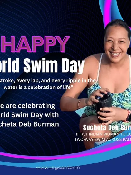 Happy World Swim Day! I'm honored to celebrate with Sucheta Deb Burman, the first Indian woman to complete a two-way swim across the Palk Strait. She is an inspiration for all our open water aspirants.