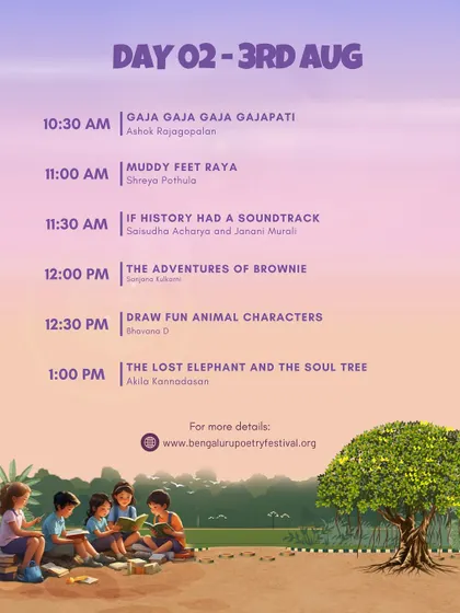 The morning schedule for Day 2 of the Children's Fest, with a host of adventures, animal characters, and enchanting stories.