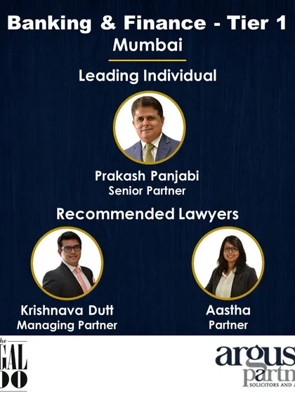 My practice is recognized as Tier 1 in Banking & Finance for Mumbai by The Legal 500. This top-tier ranking, based on extensive market research and client feedback, underscores the strength and quality of the financial law services I provide.