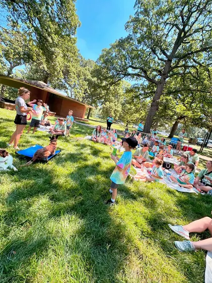 The pups had a great time showing off their fun tricks to the kids from The Heart of Hearing.