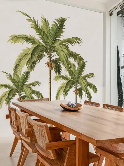 A dining area is made more elegant with our Watercolor Palm Tree wall sticker. The artistic design adds a touch of sophistication and nature to the space.