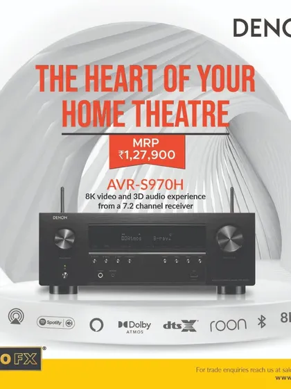 The Denon AVR-S970H is the heart of your home theatre. This 7.2 channel receiver provides 8K video and 3D audio, with HEOS Built-in for streaming music to any HEOS-enabled speaker in your home.