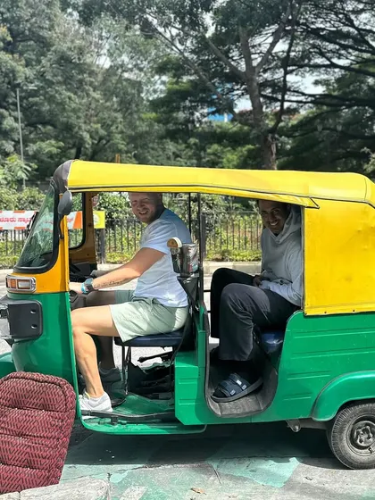 It's not all work. We made sure Coach Maros got the full Bangalore experience, including a ride in an auto-rickshaw.