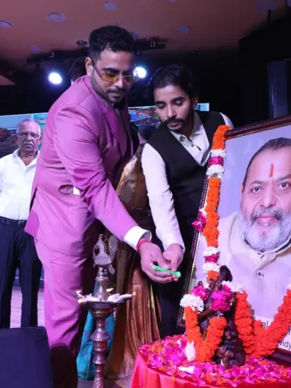 The ceremonial lighting of the lamp to inaugurate the Dhwani Kala Mahotsav. This traditional practice marks an auspicious beginning to our celebration of the arts.