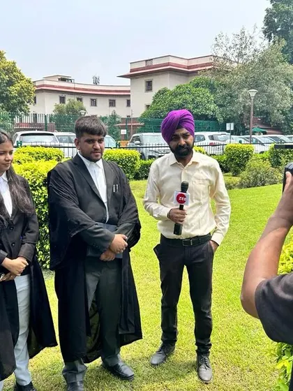 My team and I giving an interview following a court appearance. We work together to present a clear and cohesive legal strategy both inside and outside the courtroom.