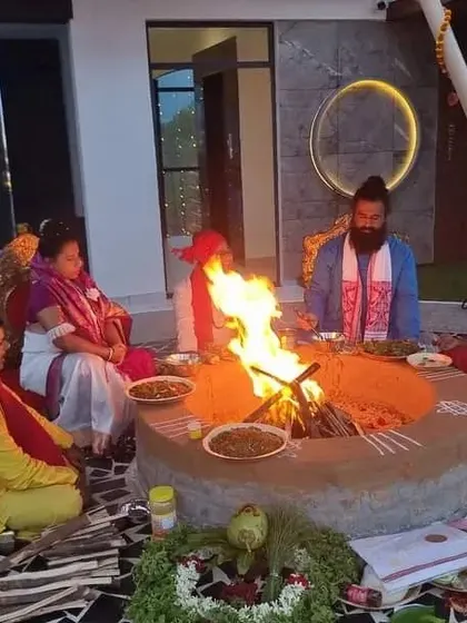 We are conducting a fire ceremony (Havan) on the rooftop of our new Spiritual Centre in Bangalore. This image marks the first spiritual program at the center, sanctifying the space with the purifying energy of fire.