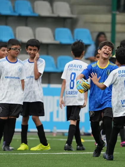 The joy and laughter after a goal. This is what playing with friends is all about.