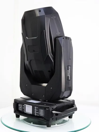 A side profile of the 380W moving head. It's a robust and reliable piece of gear that I trust for my most important events.