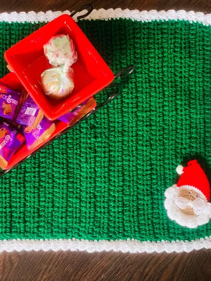 A happy client sent me this photo of their Christmas placemat in use. It's always a joy to see my work being appreciated.