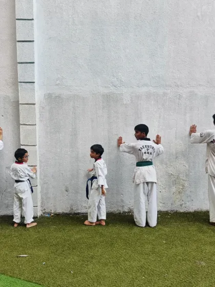 Even our youngest students participate in strength drills. Building a strong foundation early is key to long-term success in martial arts.