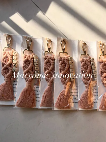 These dusty rose personalized keychains are ready to go. The combination of the soft color and the wooden name beads gives them a lovely, gentle vibe.