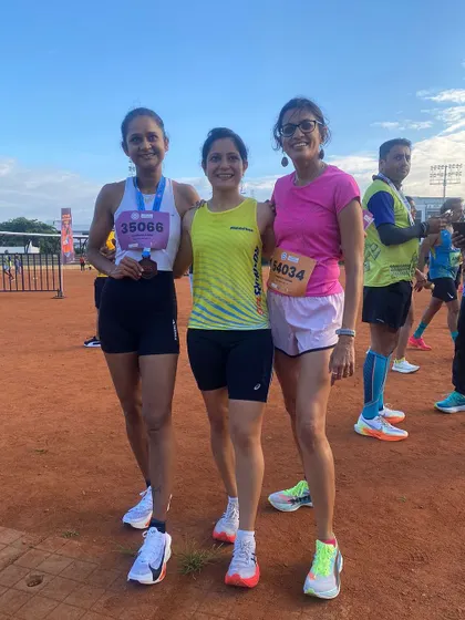 With two strong female runners. The camaraderie among women in the running community is truly special.