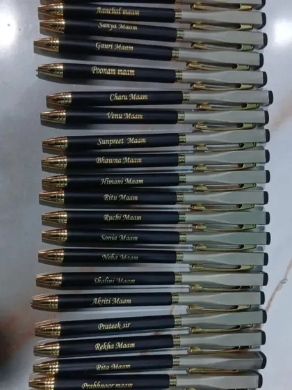 A large order of personalized pens for teachers, each engraved with their name. A great way to show appreciation on Teacher's Day.