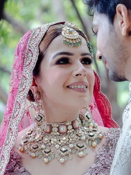 A close-up shot that captures the love and happiness between the couple.