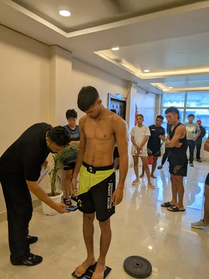 The first battle is with the scale. Nilesh Choudhary makes weight, focused and ready for war in the Featherweight division tournament.