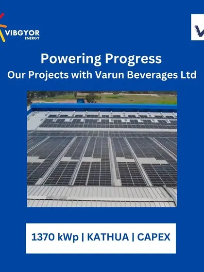 The 1370 kWp CAPEX project in Kathua for Varun Beverages Ltd. Our continued partnership with VBL is a testament to the reliability and performance of our solar solutions.