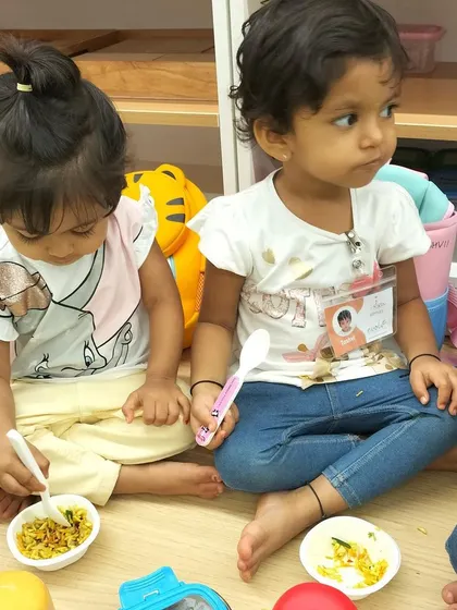 Each activity, from making Bhel Puri and toast to plucking methi leaves and exploring what floats, is a lesson in itself. These practical life and sensorial activities are central to the Montessori method, helping children develop fine motor skills, concentration, and a deep understanding of the world through their own actions.