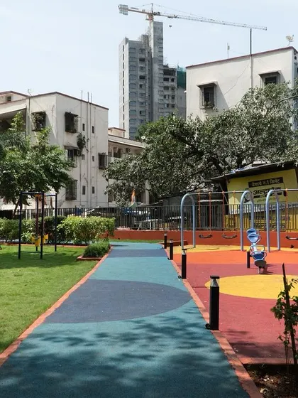 The colorful play area at VDP Garden, featuring safe, soft EPDM flooring. The renovation introduced dedicated zones for children, making the park more family-friendly.