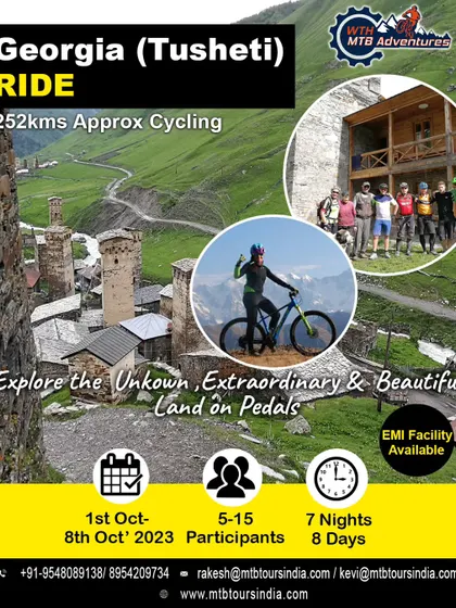 We are expanding our adventures to Georgia. This poster announces our 8-day ride in the beautiful and remote Tusheti region, exploring an extraordinary land on pedals.