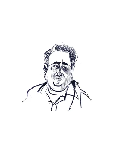 A digital ink sketch of another character from "Black Warrant."