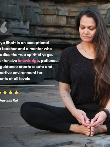 Yashaswini's review describes me as a mentor who embodies the true spirit of yoga. My extensive knowledge and patience create a safe and supportive environment for students of all levels to grow in their practice.