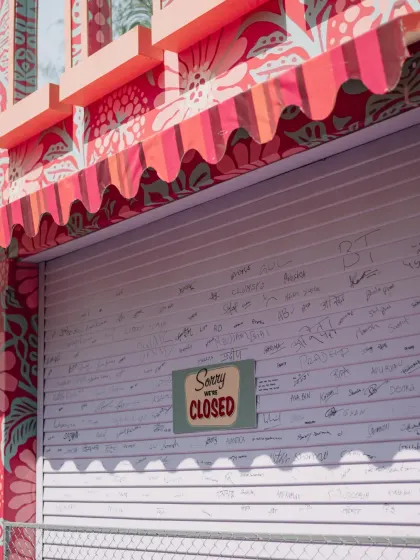 A whimsical "Saturday Market" themed event in Udaipur, with custom-designed stalls for a Chai House, Frozen Yoghurt, and Ice Gola, complete with unique branding and playful decor.