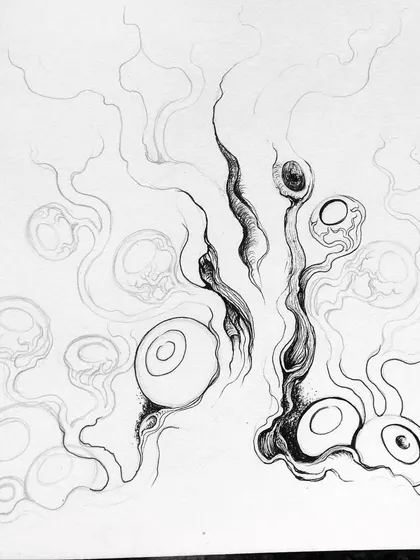 Another early stage of the eyeball tree sketch.