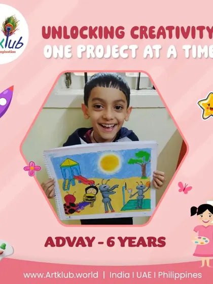 Six-year-old Advay's playful scene of ants and a ladybug at a playground unlocks creativity one project at a time.
