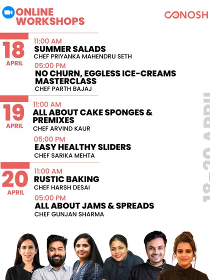 This April schedule was perfect for summer, featuring workshops on salads, no-churn ice creams, healthy sliders, and rustic baking.