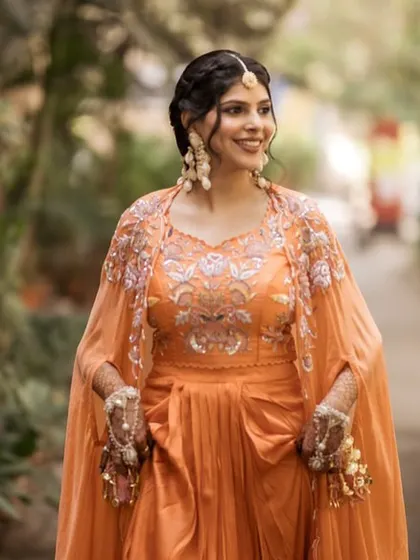 A smiling shot of the bride, ready for her Haldi ceremony.