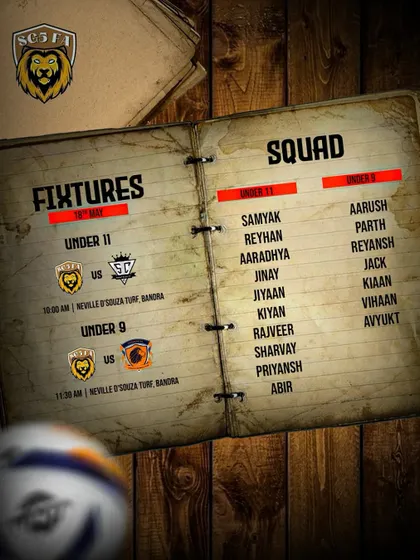 Matchday fixtures and squad lists for our U9 and U11 teams. Get ready to support our young lions!
