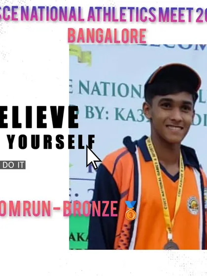 Vidit Shetty with his bronze medal from the 800m run at the CISCE National Athletics Meet. A great performance from a dedicated athlete.