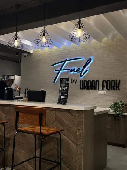 A shot of our "Fuel by Urban Fork" cafe, the perfect spot to recharge after a tough session.