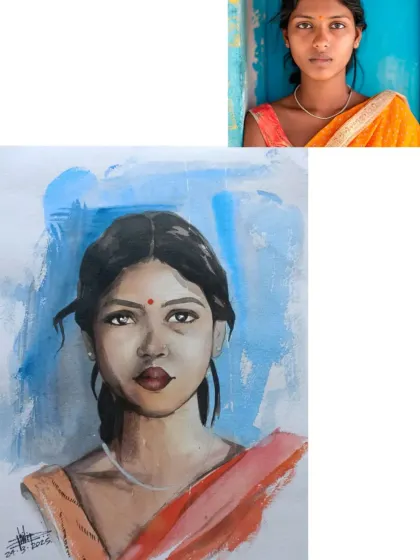A more realistic style portrait done with watercolors, based on a reference photo. I can adapt my style from cartoony to realistic depending on your preference.