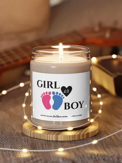 This "Girl or Boy?" candle is perfect for a gender reveal party or as a baby shower gift. The label is fully customizable, and the candle creates a lovely ambiance for the celebration.