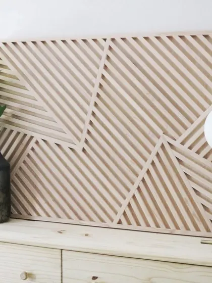 Our stylist modern wall art, placed on a dresser, shows that our pieces can be leaned against a wall for a more casual look, in addition to being hung.