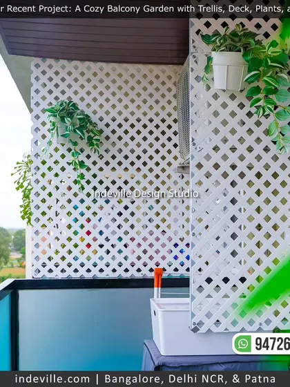 A duplicate image of the balcony trellis, highlighting its function as a decorative and practical element for vertical gardening.