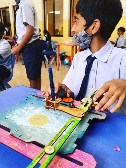 Art meets engineering with our revamped X-Y Plotter kit for grades 5 and 6. Students build the plotter and then use it to create amazing geometric art, learning about coordinate systems and mechanics.