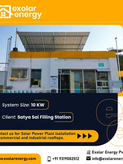 A 10 kW solar system powering the Satya Sai Filling Station. Our solutions help retail fuel stations lower their operating costs.