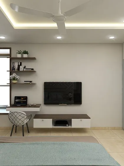 For a client experiencing back pain from working on her couch, I designed this beautiful and functional workspace within her bedroom. The setup includes an ergonomic chair and a desk integrated with a bay window.