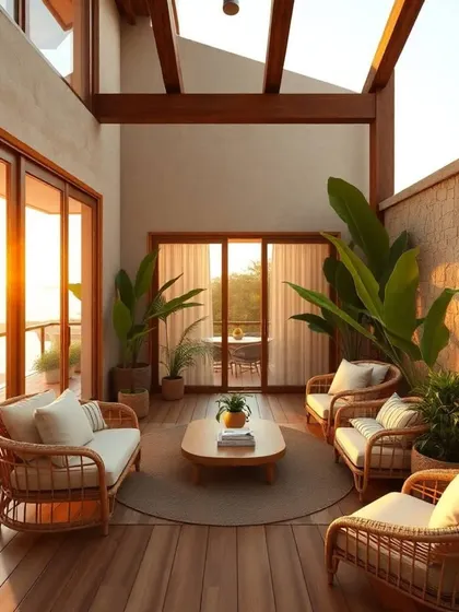 A beautiful semi-enclosed patio space that combines stone walls, wooden beams, and large glass doors. Our comfortable wicker seating makes it the perfect spot to enjoy the sunset.