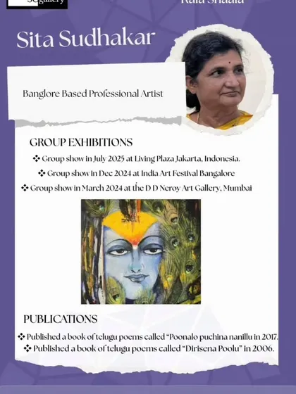Meet Sita Sudhakar, a Bangalore-based professional artist and published poet whose work was part of our "Vernissage" group show.